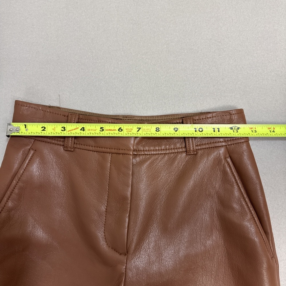 Aritzia Babaton Women Vegan Leather Pants Straight Leg Sz 0 Light Brown - Picture 11 of 11